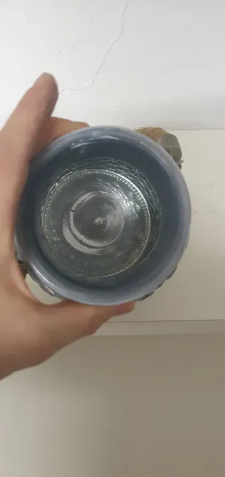 Jarrón Decorativo Gris con Cuerda