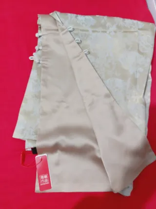 Fular Reversible Seda Beige/Dorado