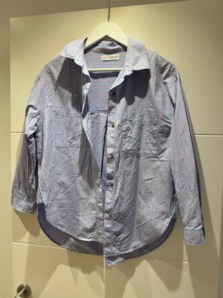 Camisa Zara niña rayas azul y rosa Talla M