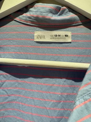 Camisa Zara niña rayas azul y rosa Talla M