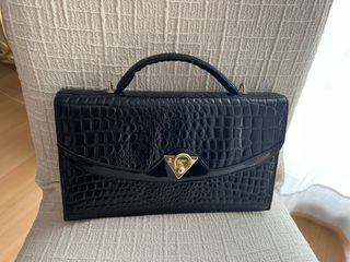 Bolso Elegante Negro Cocodrilo