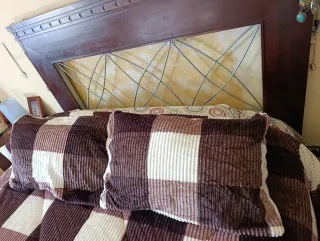 Edredón a cuadros beige y marrón