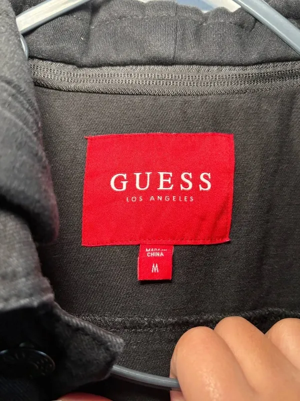 Giacca denim nera Guess con cappuccio M