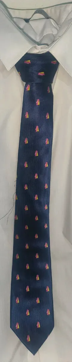 Corbata azul con bordado de Capotes.