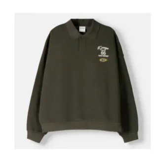 Sudadera Bershka color caqui oscuro Talla M