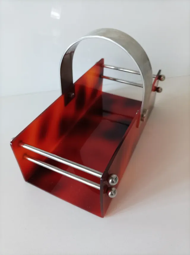 Cestino vintage cromato per bottiglie di vino