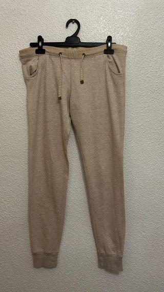 Pantalón de chándal largo mujer beige