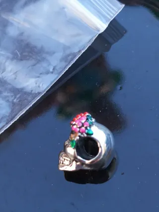 Charm Calavera Pandora Flores Plata