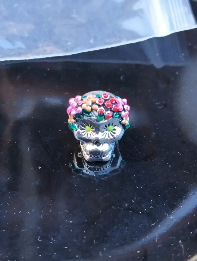 Charm Calavera Pandora Flores Plata