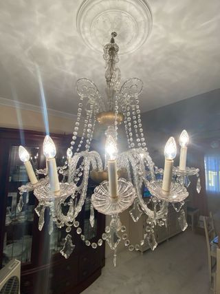 Lámpara de techo antigua de cristal