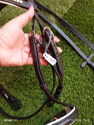 Cabezada de caballo con cadena dorada