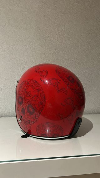 Casco Moto Rojo Diseño Calavera