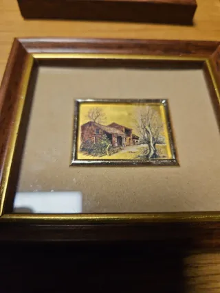 4 Quadretti Miniatura Foglia Oro