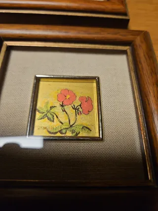 4 Quadretti Miniatura Foglia Oro