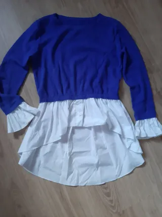 Jersey efecto camisa azul y blanco