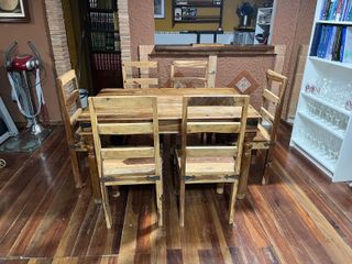Mesa y 6 Sillas Sheesham Maciza