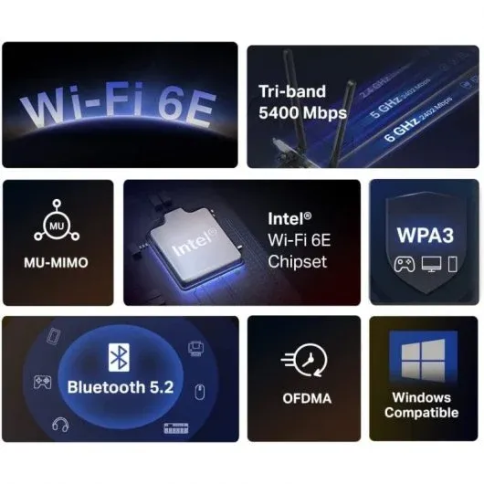 Adaptador PCIe Wi-Fi y Bluetooth