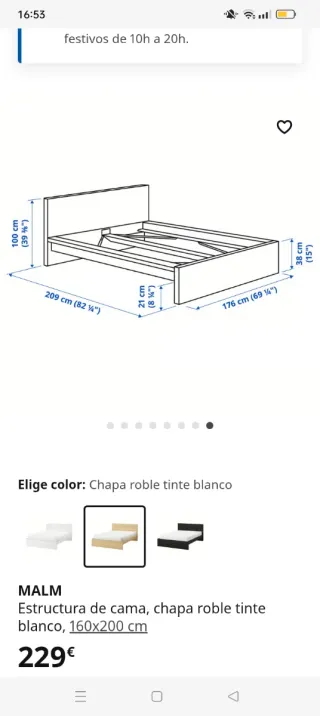 Estructura Cama MALM 160x200 IKEA,regalo el somier