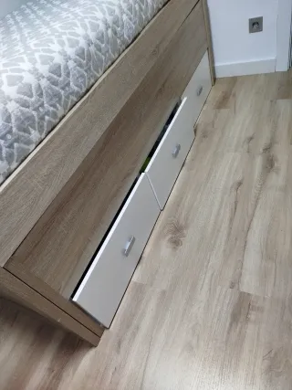 Cama juvenil natural  con cajones y cama nido