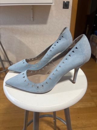 Zapatos tacón Zara Basic azul