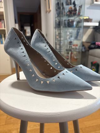 Zapatos tacón Zara Basic azul