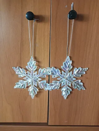 N.2 Decorazioni Fiocco di Neve effetto cristallo