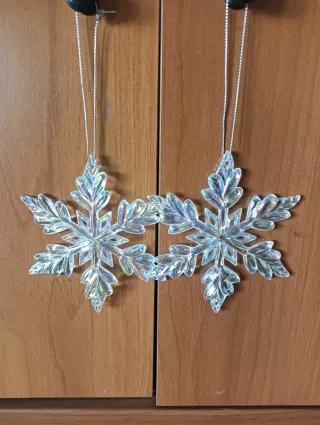 N.2 Decorazioni Fiocco di Neve effetto cristallo