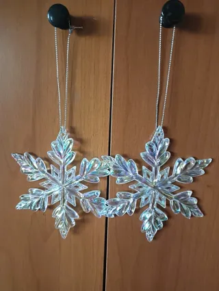 N.2 Decorazioni Fiocco di Neve effetto cristallo