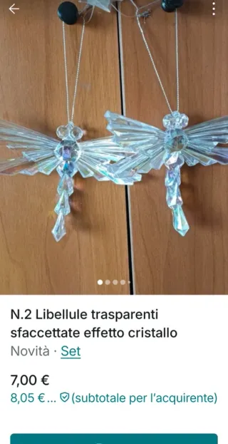 N.2 Decorazioni Fiocco di Neve effetto cristallo