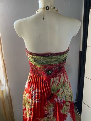 Abito lungo floreale multistrato