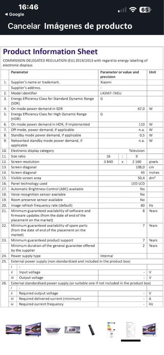 Xiaomi TV P1E 43 4K Smart TV HDR 10