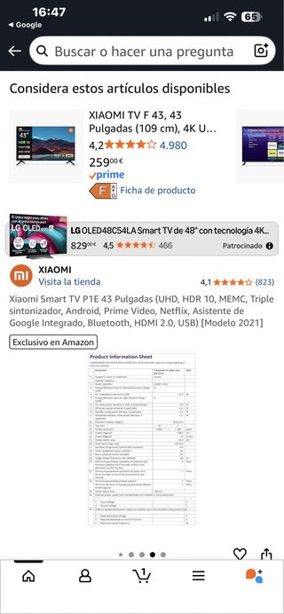 Xiaomi TV P1E 43 4K Smart TV HDR 10
