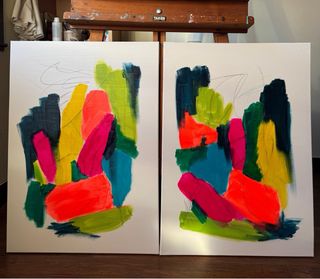 Diptico Quadri Astratti Moderni per il Salone