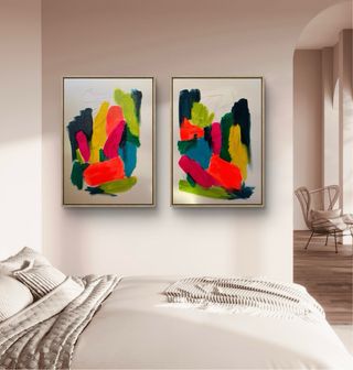 Diptico Quadri Astratti Moderni per il Salone