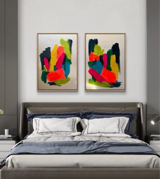 Diptico Quadri Astratti Moderni per il Salone
