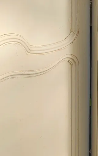 Biombo antiguo madera lacada beige