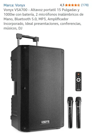 Altavoz profesional amplificado o activo de 15"