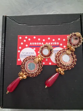 Pendientes Flamenca Aurora Gaviño Oro Rojo