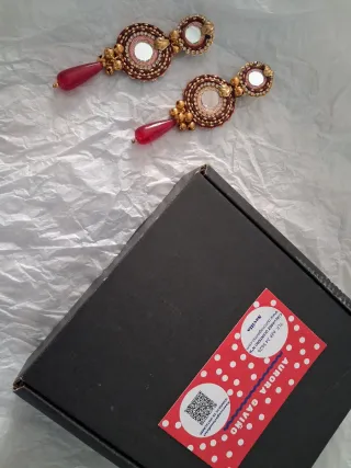 Pendientes Flamenca Aurora Gaviño Oro Rojo