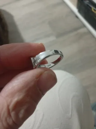 Anillo acero talla nueve corazón brillante