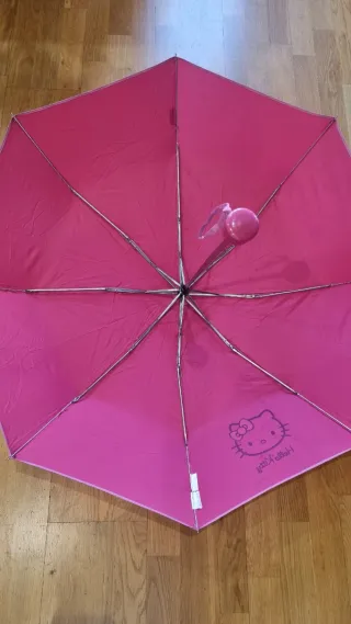 Paraguas Hello Kitty rosa plegable