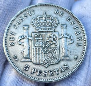 MUY RARA 5 Pesetas 1888 *18-88 MSM. Alfonso XIII