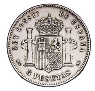 MUY RARA 5 Pesetas 1888 *18-88 MSM. Alfonso XIII