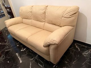 Divano 3 posti vera pelle beige