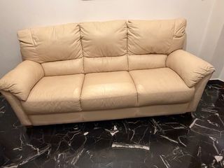 Divano 3 posti vera pelle beige