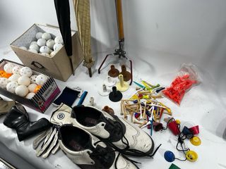 4 palos de golf, bolsa y bolas y más