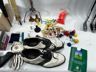 4 palos de golf, bolsa y bolas y más