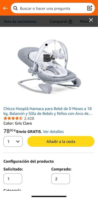 Hamaca Bebé Chicco Hooplà 0 Meses+