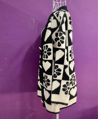 Chaqueta cárdigan vintage cuadros corazón flor