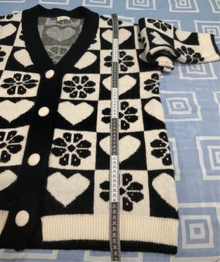 Chaqueta cárdigan vintage cuadros corazón flor